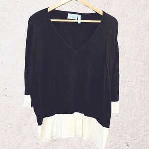 Black and White V-Neck Top